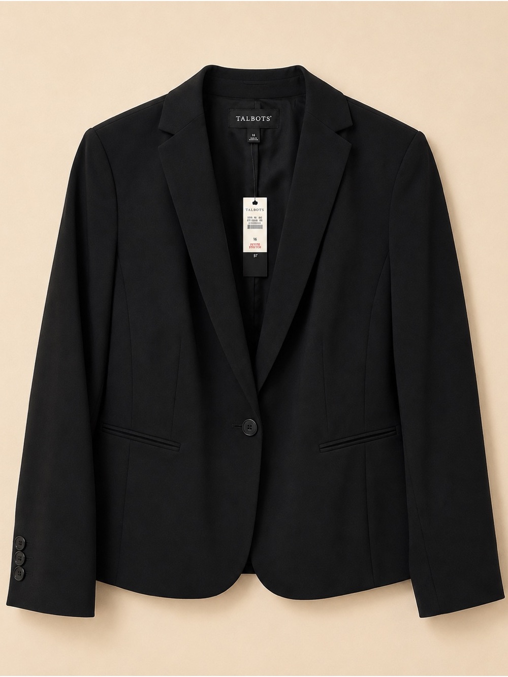 Talbots Black Single-Button Tailored Blazer